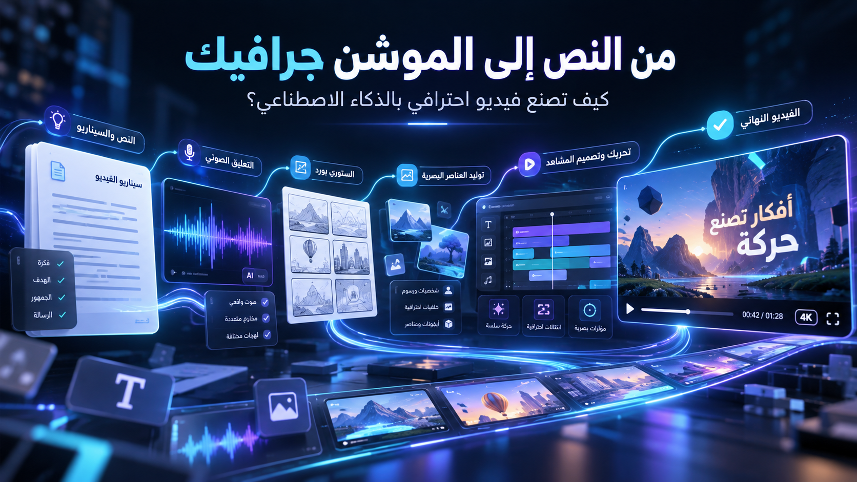كيف تصنع فيديو Motion Graphics بالذكاء الاصطناعي من النص إلى الفيديو النهائي؟